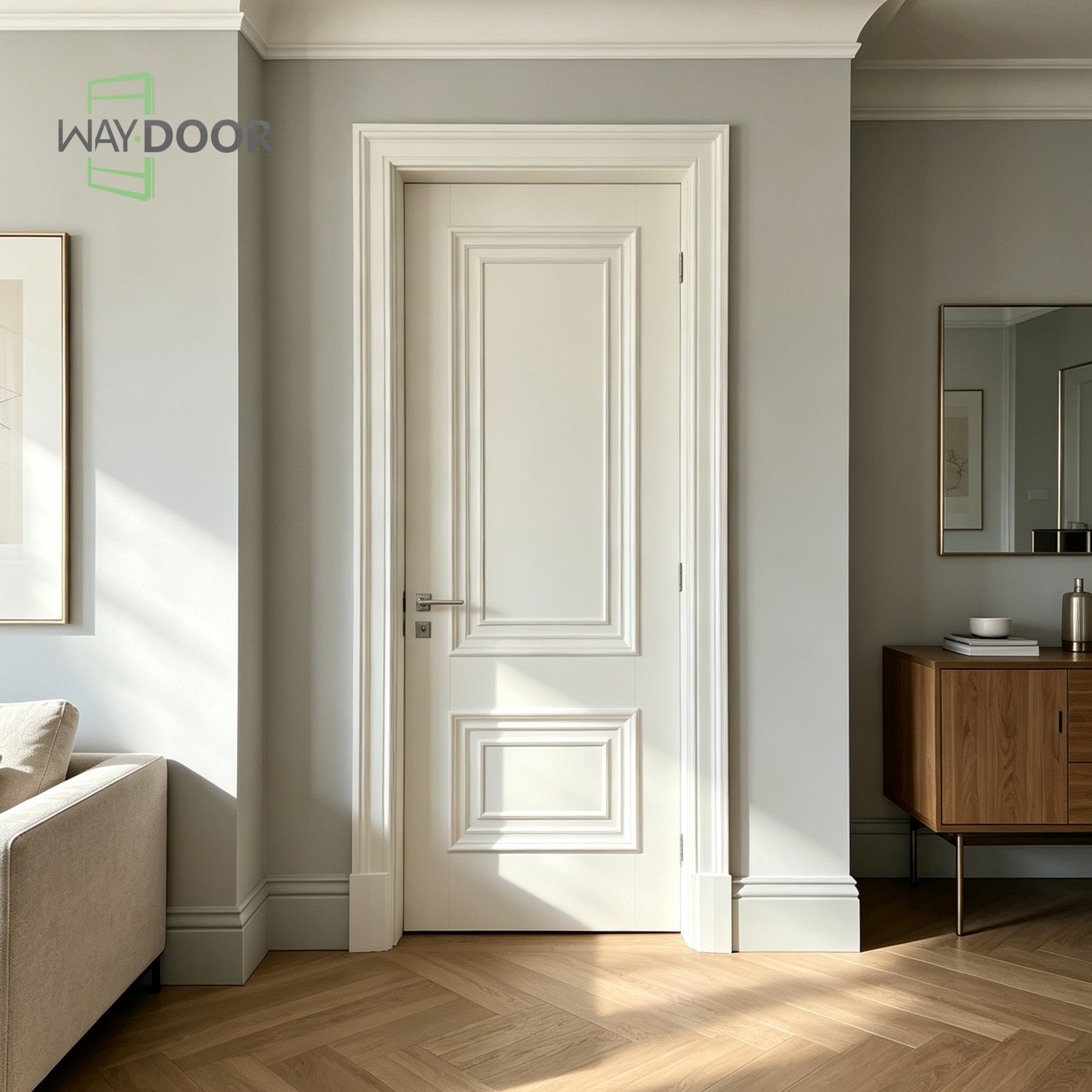 White Painted Solid Pine Wood Interior Door