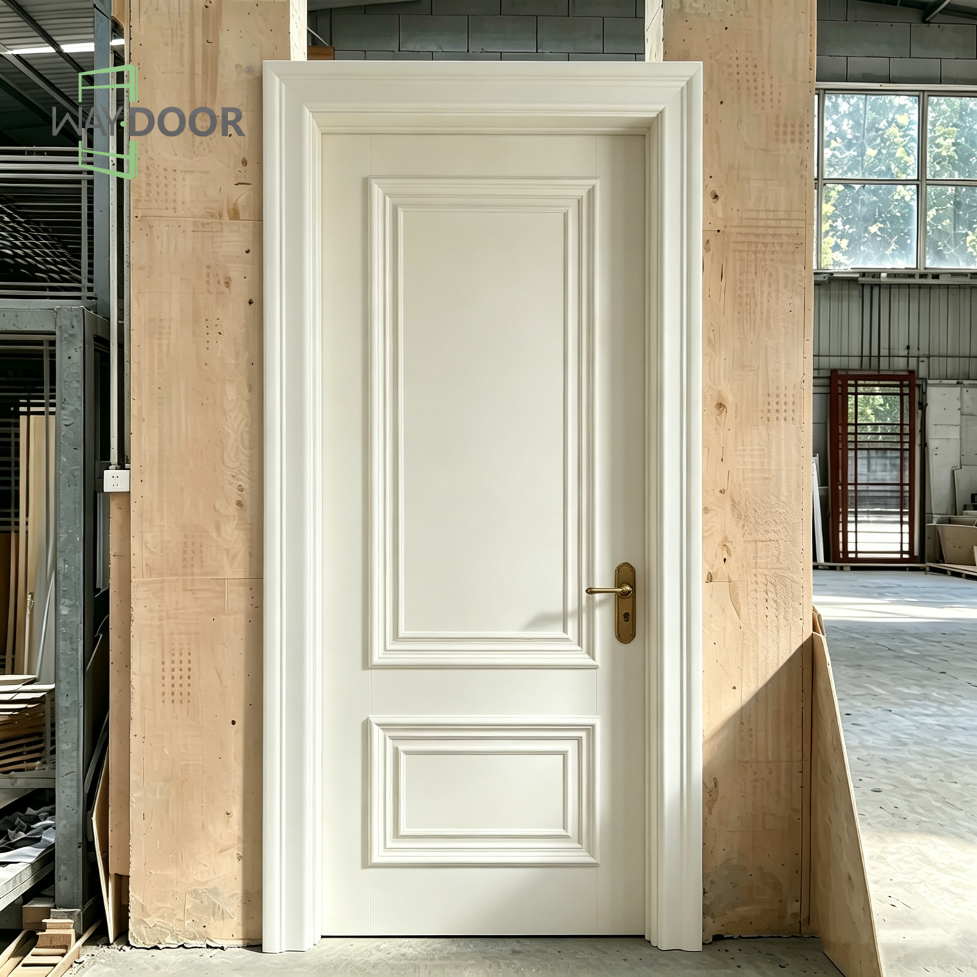 White Painted Solid Pine Wood Interior Door