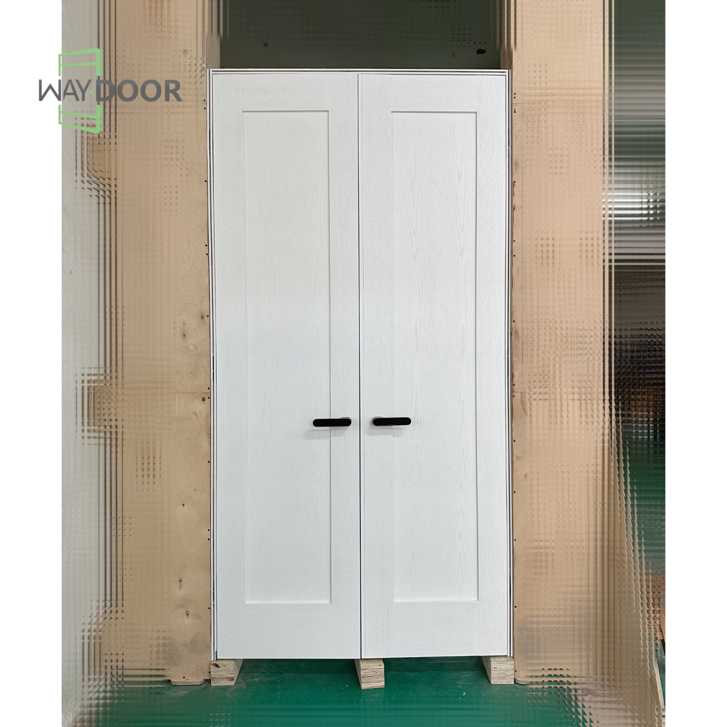 White Shaker Solid Wood Double Interior Door