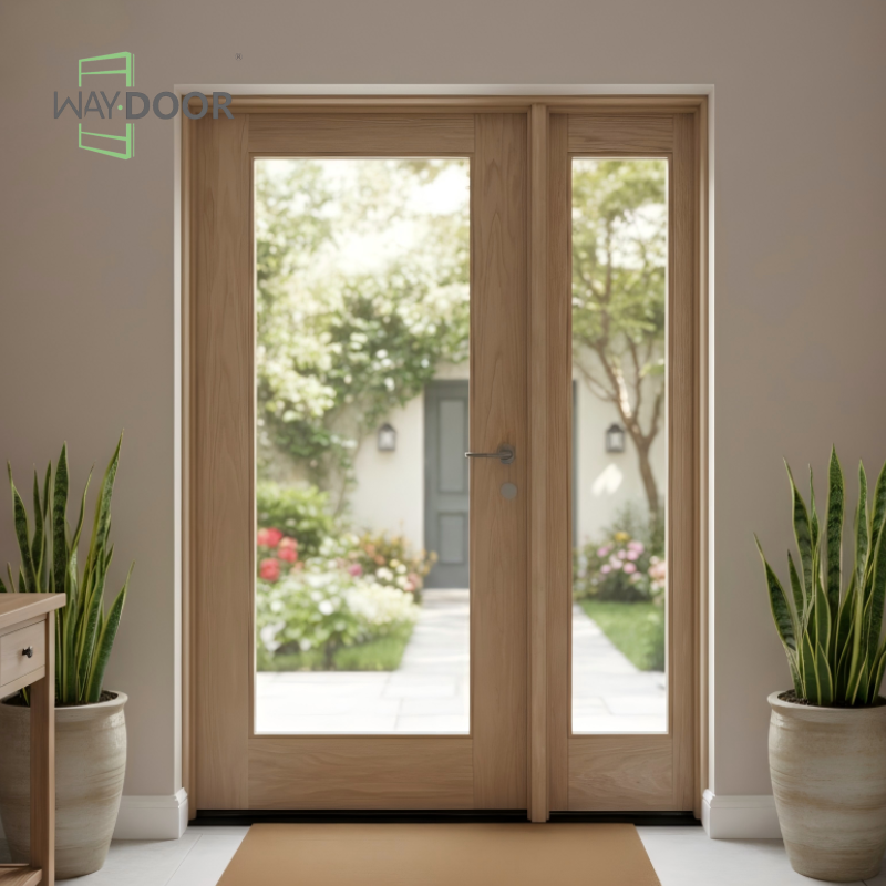 Solid Wood Door with Glass Sidelights