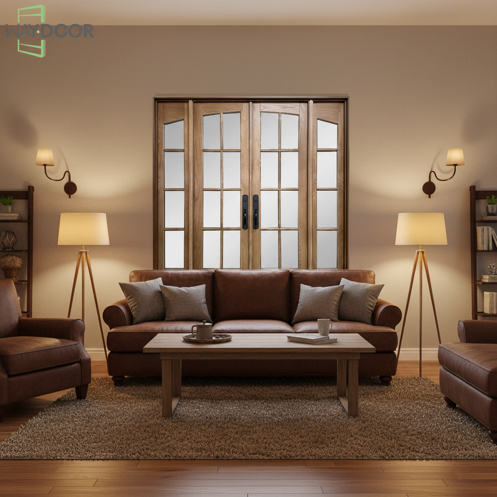 Solid Wood Double Door with Full-length Sidelites