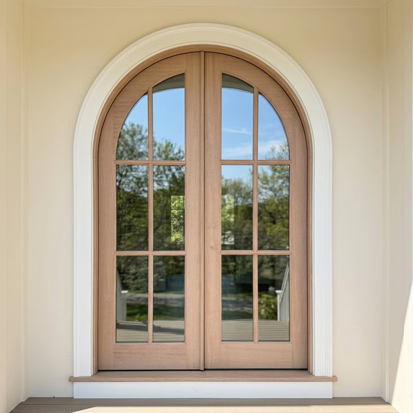 Arched Double Front Door with Glass Lite
