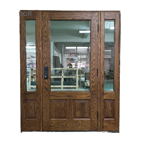 Traditional 3-Panel Glass Mahogany Double Front Entry Door