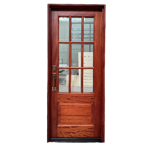 Modern Solid Wood Entry Door with Glass